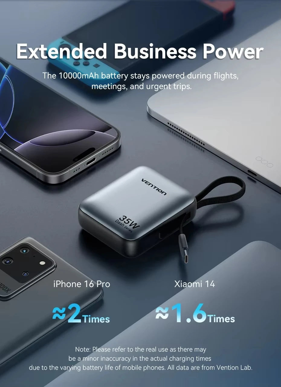 Vention NEW 10000mAh 35W Power Bank Fast Charge Portable Mini 3C PowerBank for iPhone 17 Xiaomi External Spare Battery Charger