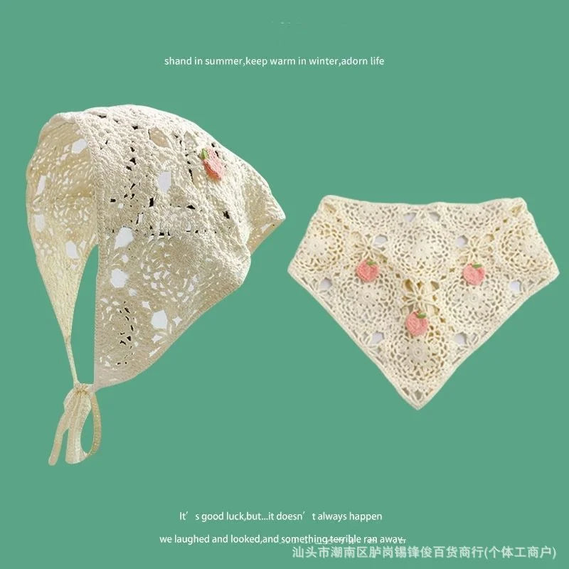 Summer Headwear Headdress with French Pastoral Triangle Hair Scarf Women Girls Lace Band