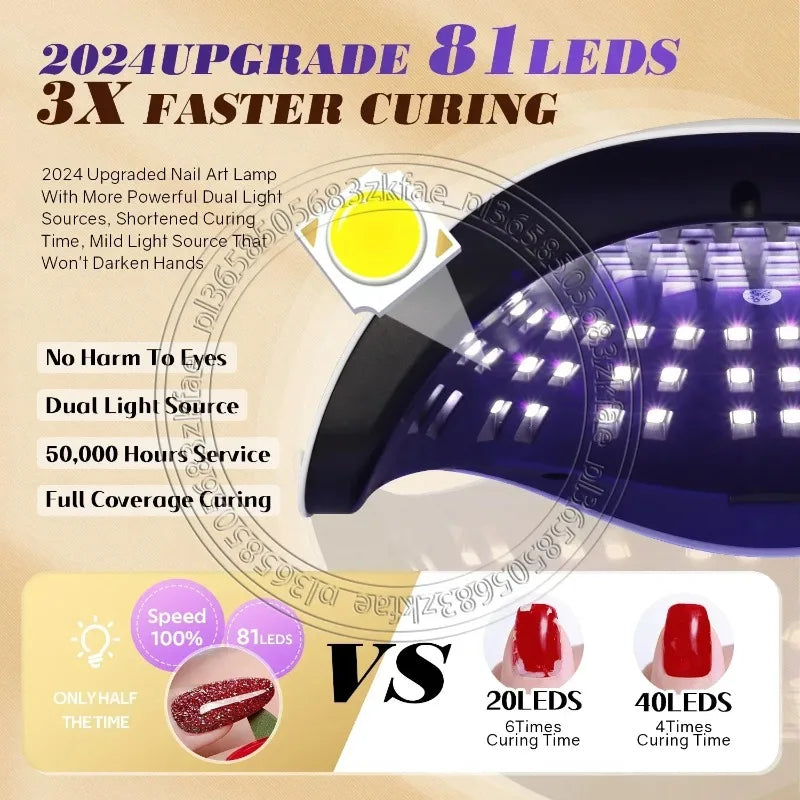 Auto Sensor 4‑Timer Gel Nail Curing Light 380W UV LED Salon‑Grade Quick Dry Manicure Polishing Tool Unit
