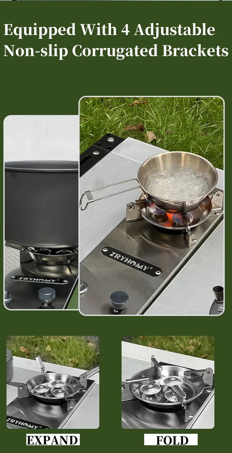 IGT Half-Unit Gas Stove 7200W High Power Stainless Steel IGT Burner Plate Folding Camping Igt Gas Burner BBQ Grill Desktop Stove
