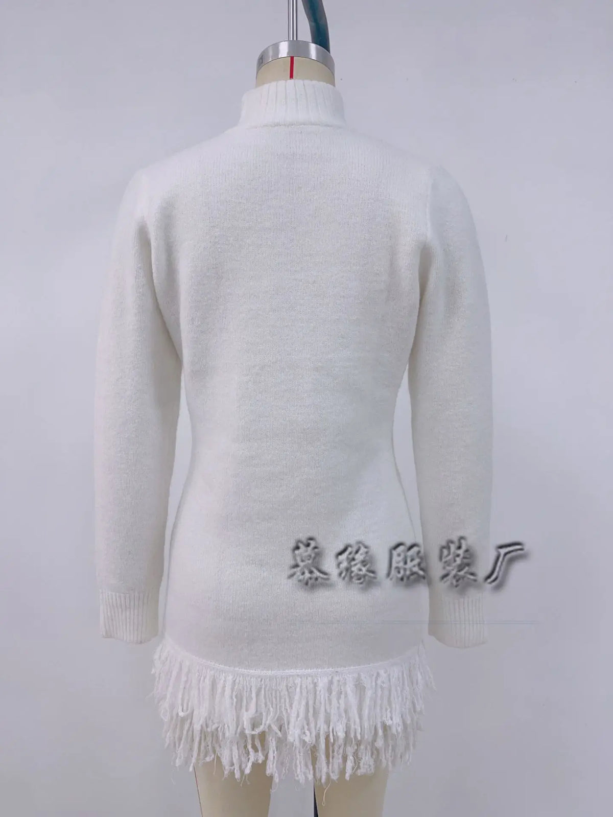 Knitted Dresses 2025 Woman High Neck Vestidos Tassel Sweater Pulls Femmes Keep Warm Homewear Solid Color Temperament Commuting