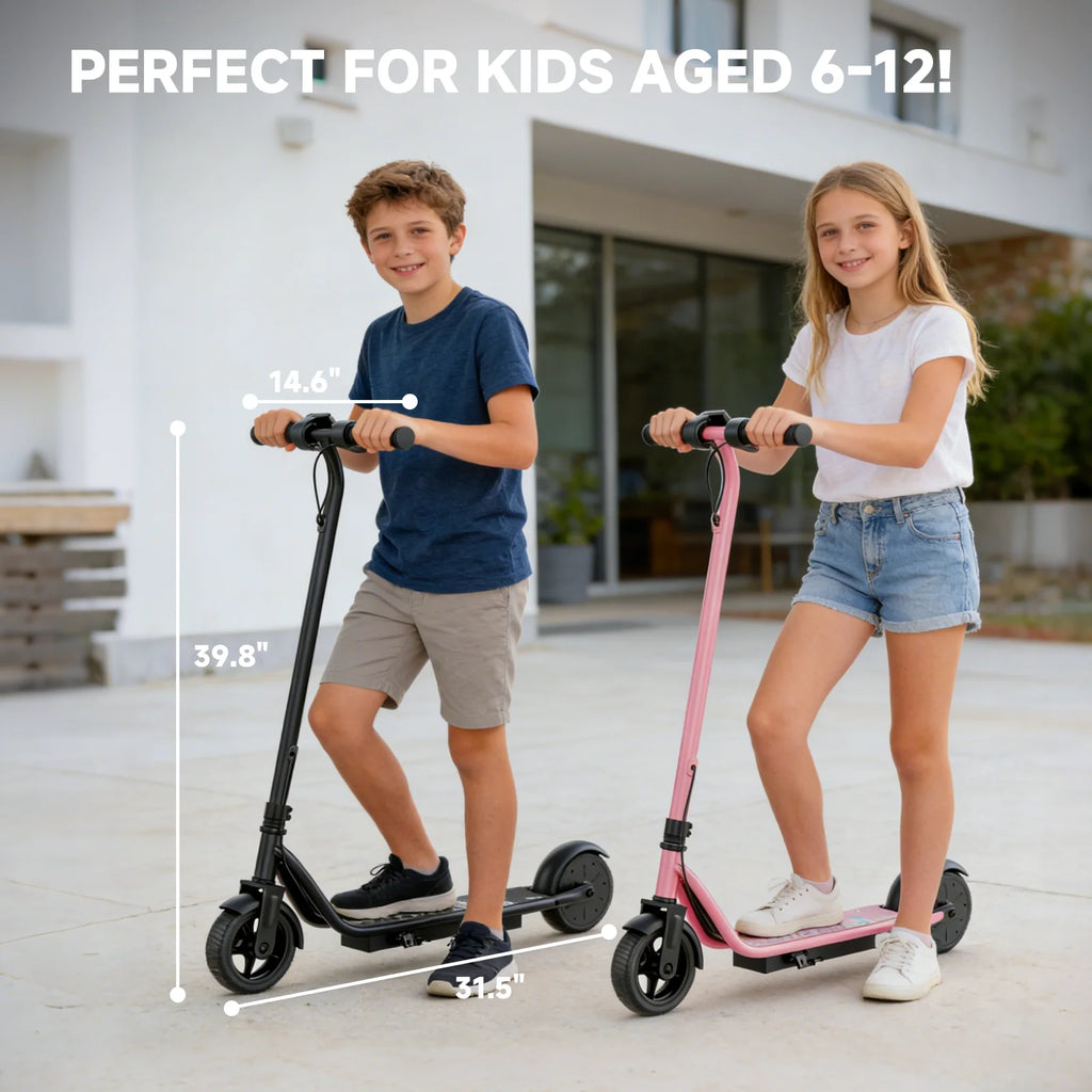 Electric Scooter for Kids - 3/6/9MPH Three Speed Modes & 10Mile Max Range, 250W Motor, 6.5" Solid Tires Commuter E-Scooter