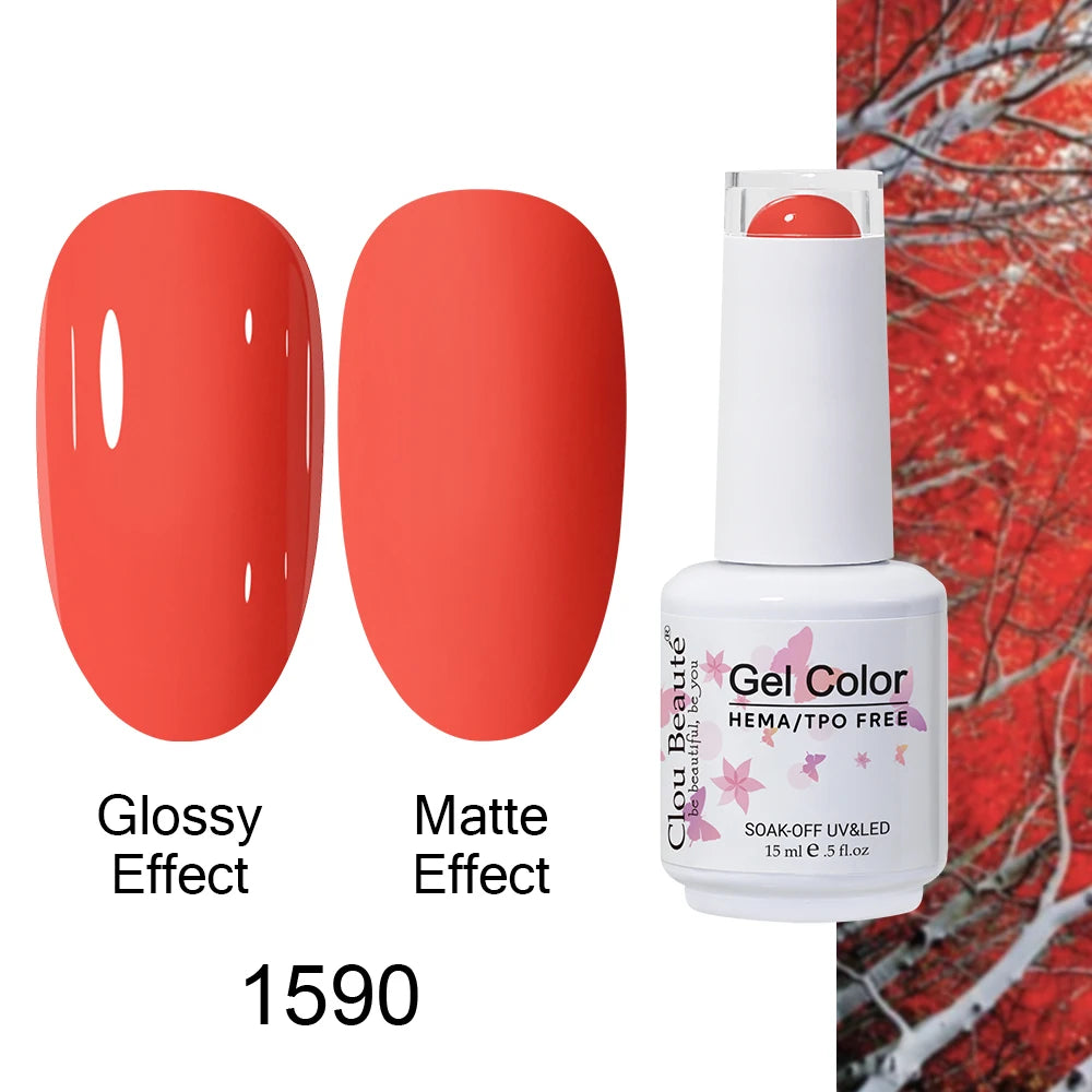 Clou Beaute HEMA TPO FREE Caramel Brown Wine Red Coffee Gel Nail Polish High Pigment Autumn Nail Art Full Coverage UV Varnish