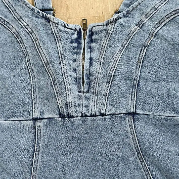 Summer New U Neck Halter Denim For Women's Dresses Fashion Slim Fit Wrap Hip Retro Female Party Sexy Split Denim Dresses