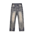 Washed Distressed Blue Denim Pants Mens Autumn Winter Casual Streetwear Straight-leg Jeans Men