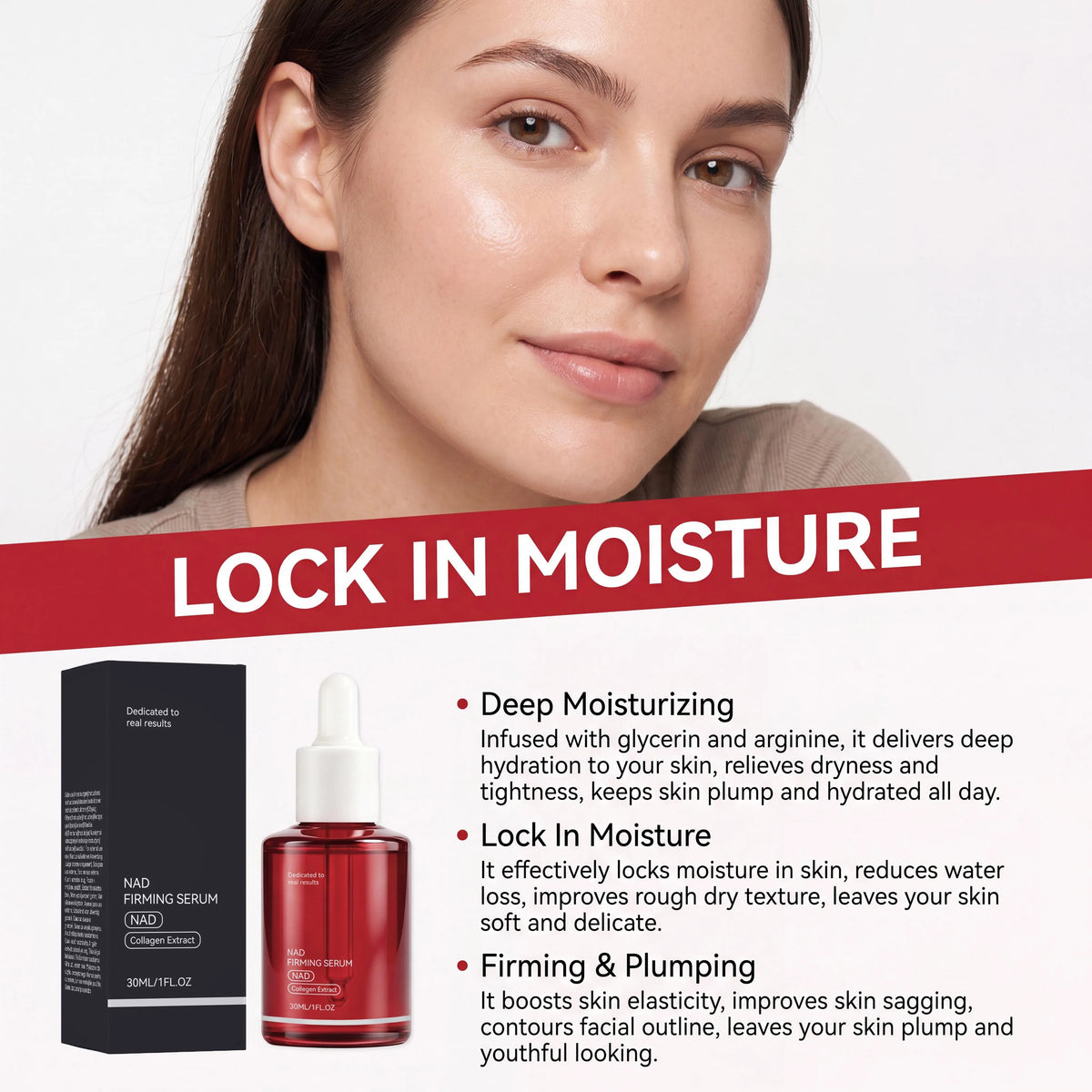 NAD+ Firming Serum Collagen Peptide Serum Improve Wrinkle & Fine Lines Enhance Skin Elasticity Whitening Serum For All Skin Type