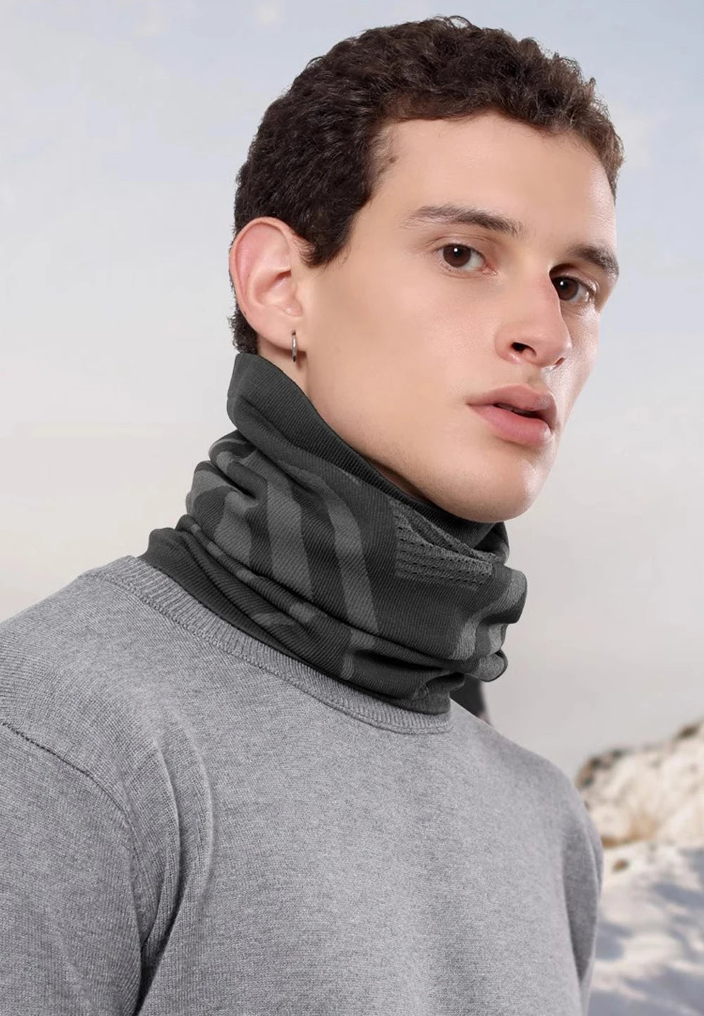 2Pcs/Set Unisex Winter Warm Skiing Mask Elastic Breathable Outdoor Sports Running Fishing Multi-Functional Neck Warmer Headscarf