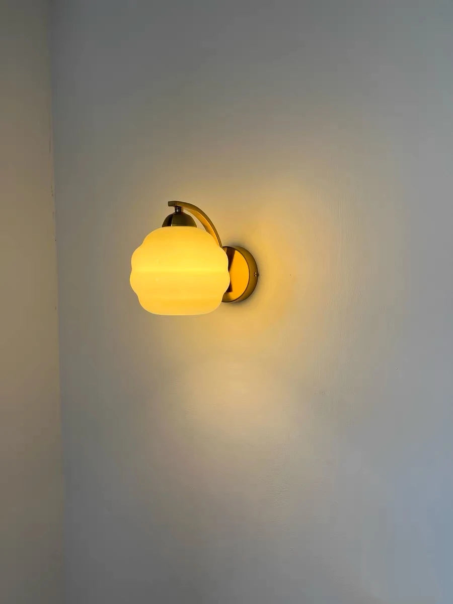 IWHD Milky Glass Ball LED Wall Lamp Sconce Iron Wrount Bedroom Living Room Bathroom Mirror Light Nordic Modern Wandlamp Applique