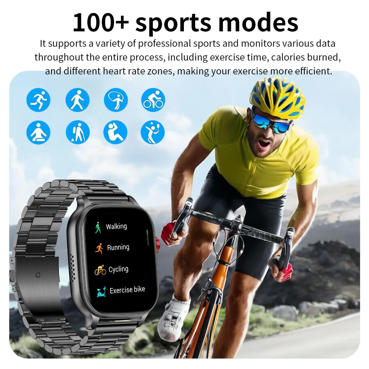 New1400mAh Military Grade Smart Watch 600 hours Battery Life 5ATM Waterproof BT Call Alert LED Flashlight 100+Sports Watches Men