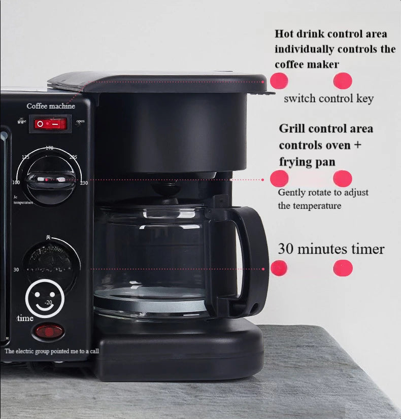 Factory direct sales Spot 3 in 1 Breakfast Station Oven Coffee Machine Household Multifunctional 3 in 1 Breakfast Machine