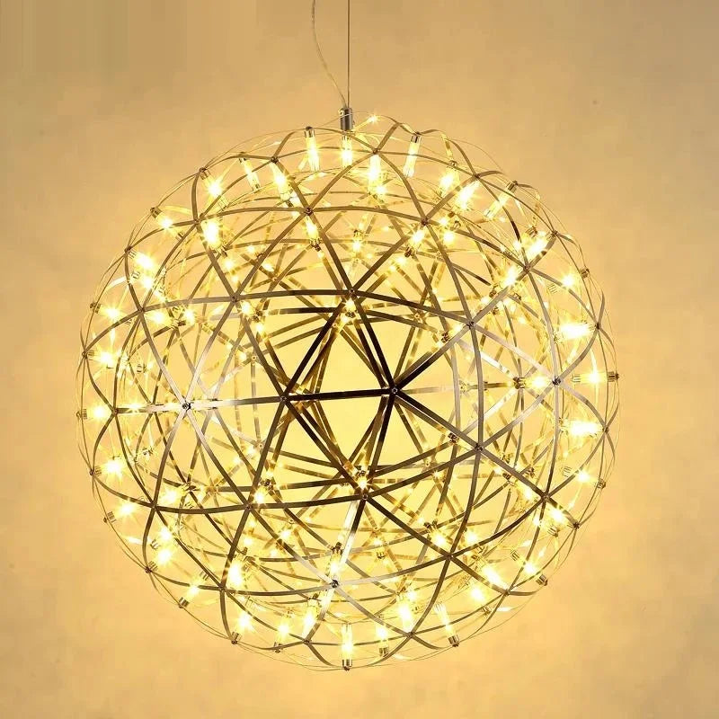 Stainless Steel Led Chandelier Light Shop Spark Ball Full Sky Star Milk Tea Restaurant Exclusive Network Bar Art Decoration Lamp