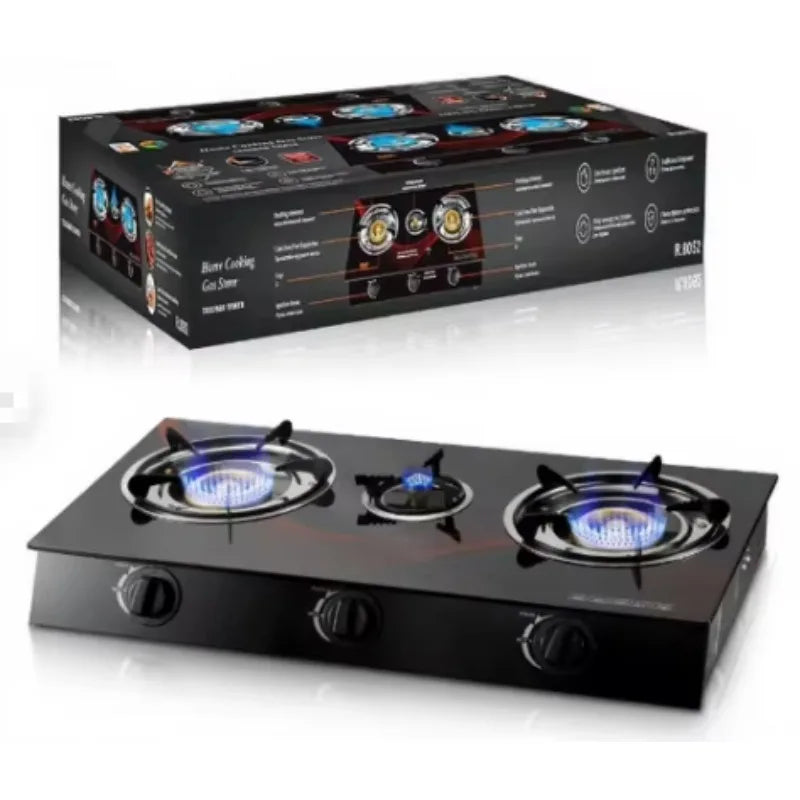 2026European-style Three-cooker  Cooktop with Fast Heating Table Installation Glass Surface Flameout Protection