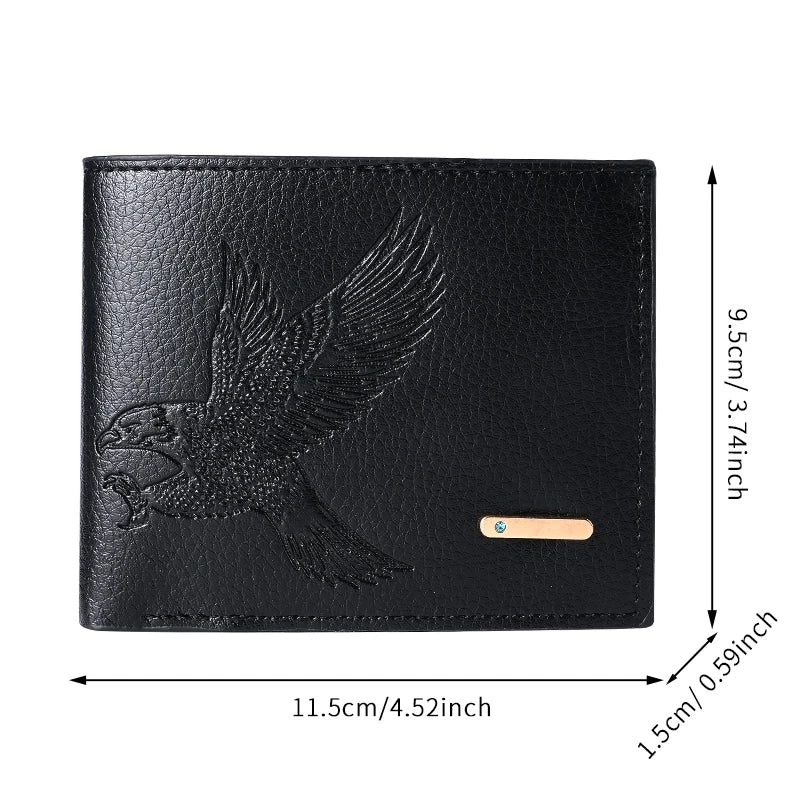 Men's Short Wallet Thin New High-value Eagle Pattern Student Youth Soft Leather Coin Purse Card Package