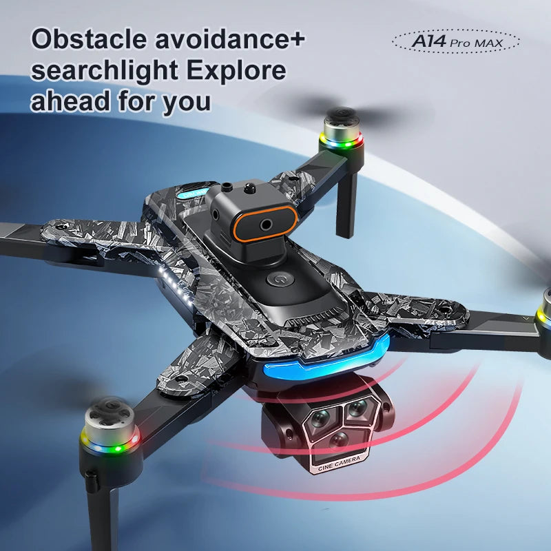 Original A14Pro max GPS Brushless 8K three Camera Optical Flow Obstacle Avoidance Foldable Quadcopter RC Distance Drone Toys
