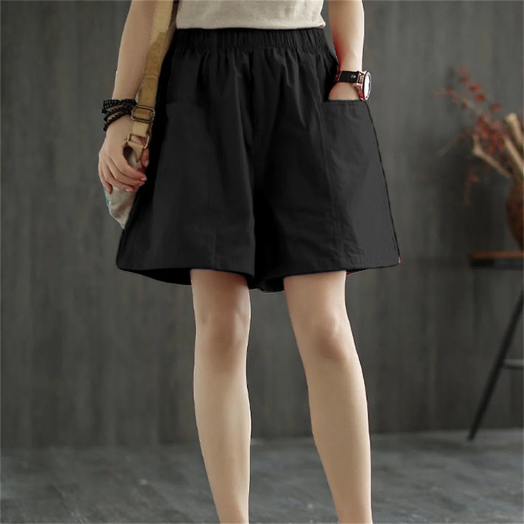 Women Straight Cargo Short Pants 2026 Solid New In Fashion Spring Summer Shorts Pocket Elastic Waist Pant Casual Street Trousers