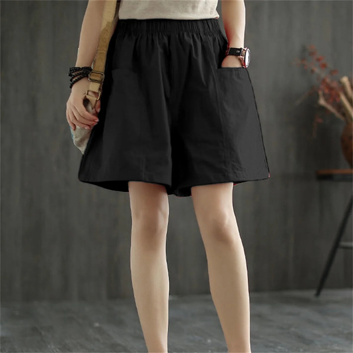 Women Straight Cargo Short Pants 2026 Solid New In Fashion Spring Summer Shorts Pocket Elastic Waist Pant Casual Street Trousers