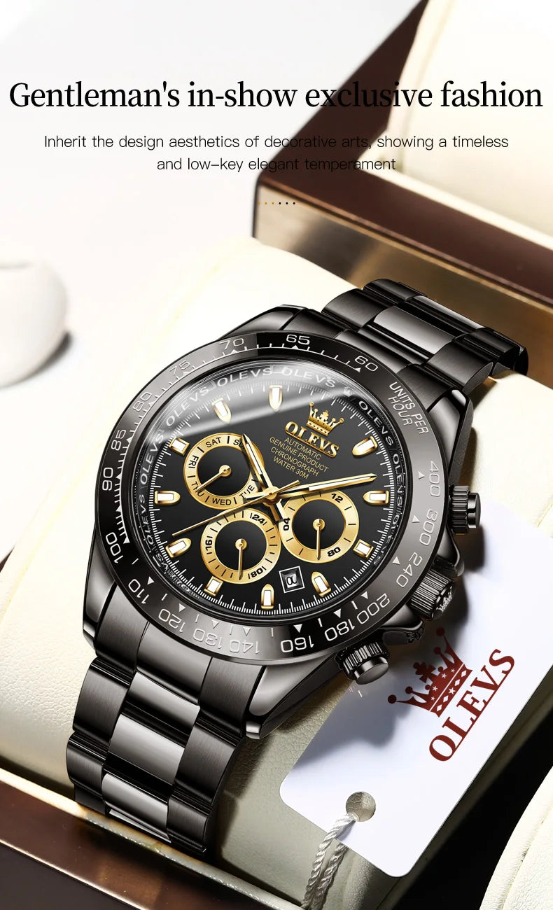 OLEVS 6638 Men Watch Classic Multifunctional Dial Waterproof Luminous Watches Fully Automatic Mechanical Male Wristwatch