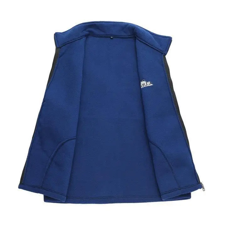 Men's Embroidery Vest Waistcoat Standing Collar Double-sided Fleece Warm Sleeveless Pocket Vest Outdoor Windproof Mens Jacket