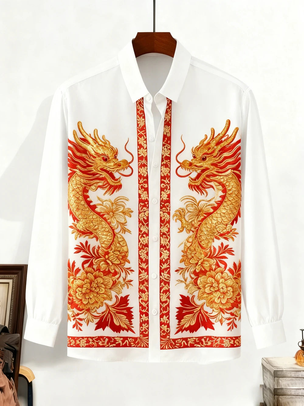 New's Men's Retro Simple Casual Shirt Natural Plant Landscape Painting Golden Flower Shirt Hawaii Beach Vacation Clothes for Men