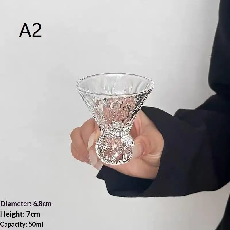 Retro Gem Pattern High Stem Glass Cup Nordic Pure Color Universal Drinkware For Ice Coffee Juice Bubble Water