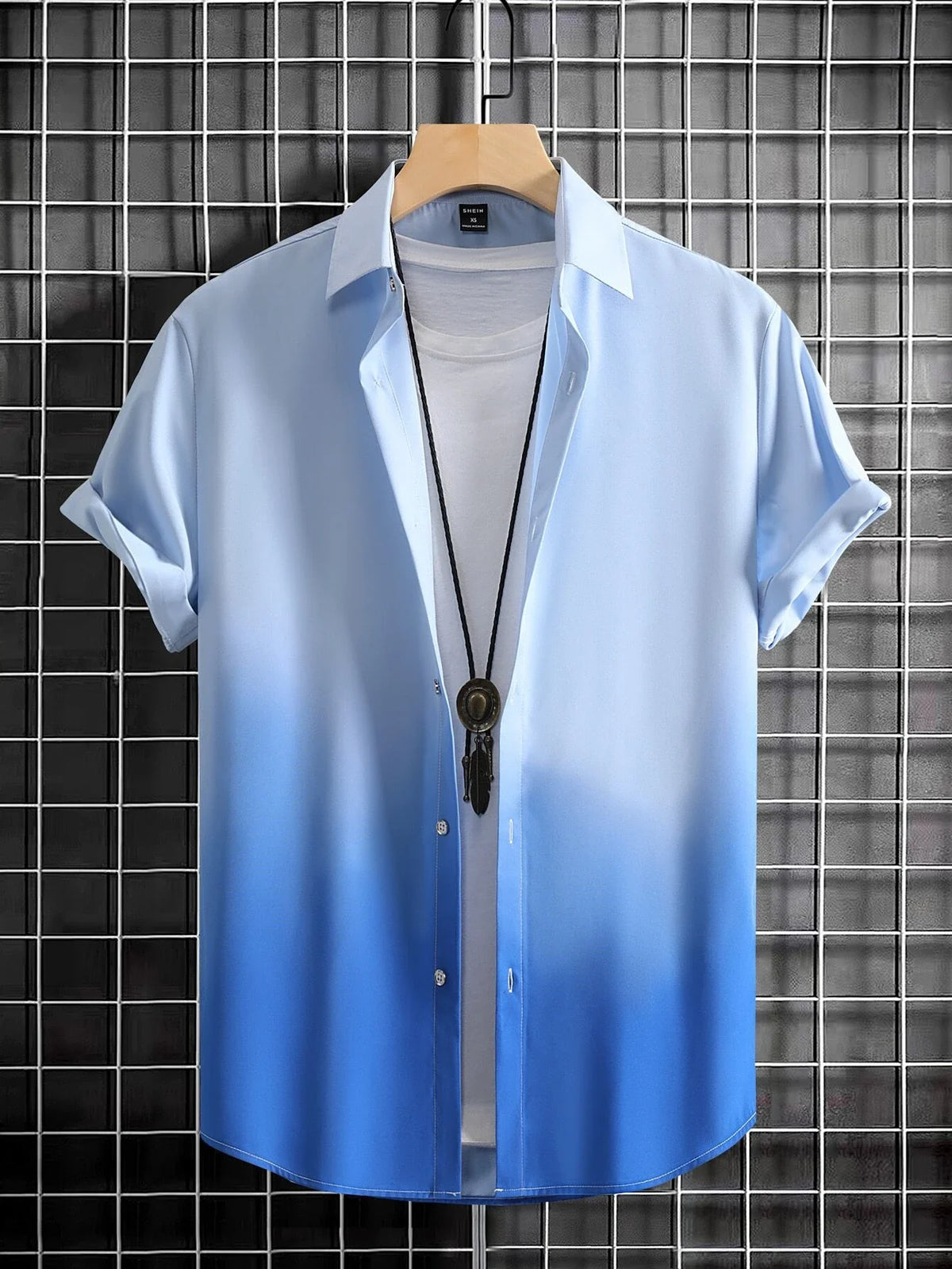 Hawaiian Men's Short Sleeved Shirt with Summer Gradient Design, 3D Graphic Printing, Loose Oversized Lapel Casual Shirt