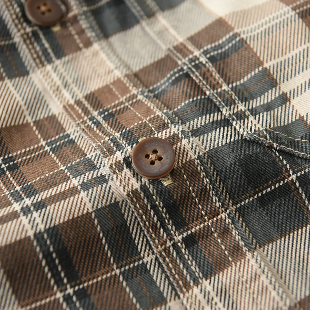 100% cotton vintage wash plaid shirt Men's spring and autumn casual long-sleeved shirt jacket