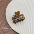 1pc acetate leopard print checkerboard plaid hairpin, classic and daily grab clip, small square high ponytail hair claw