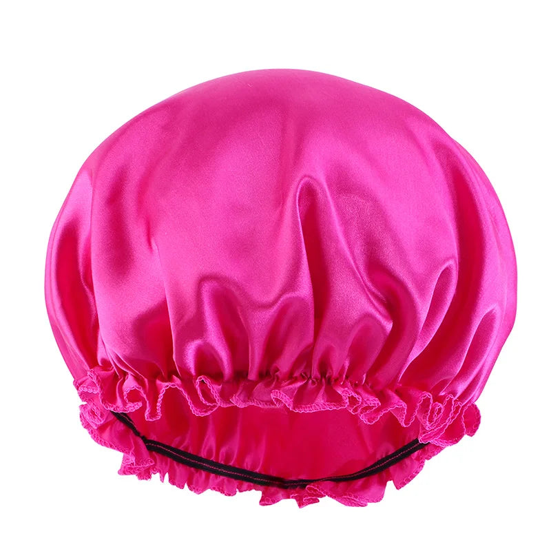Solid Color Night Sleep Cap Women Elastic Satin Night Sleeping Hat Hair Care Bonnet Nightcap Makeup Head Wrap Cover Shower Cap