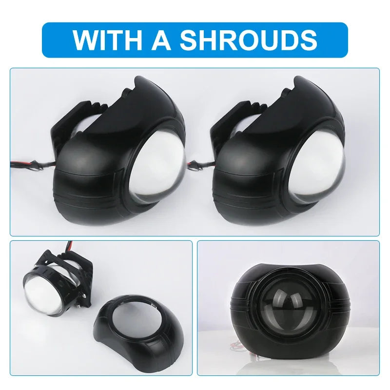 HYNBYZJ 2PCS 3 Inch Bi LED Projector Headlights Lenses for Hella LED Lights Projector 2000000LM Diode Headlamp Car Accessories