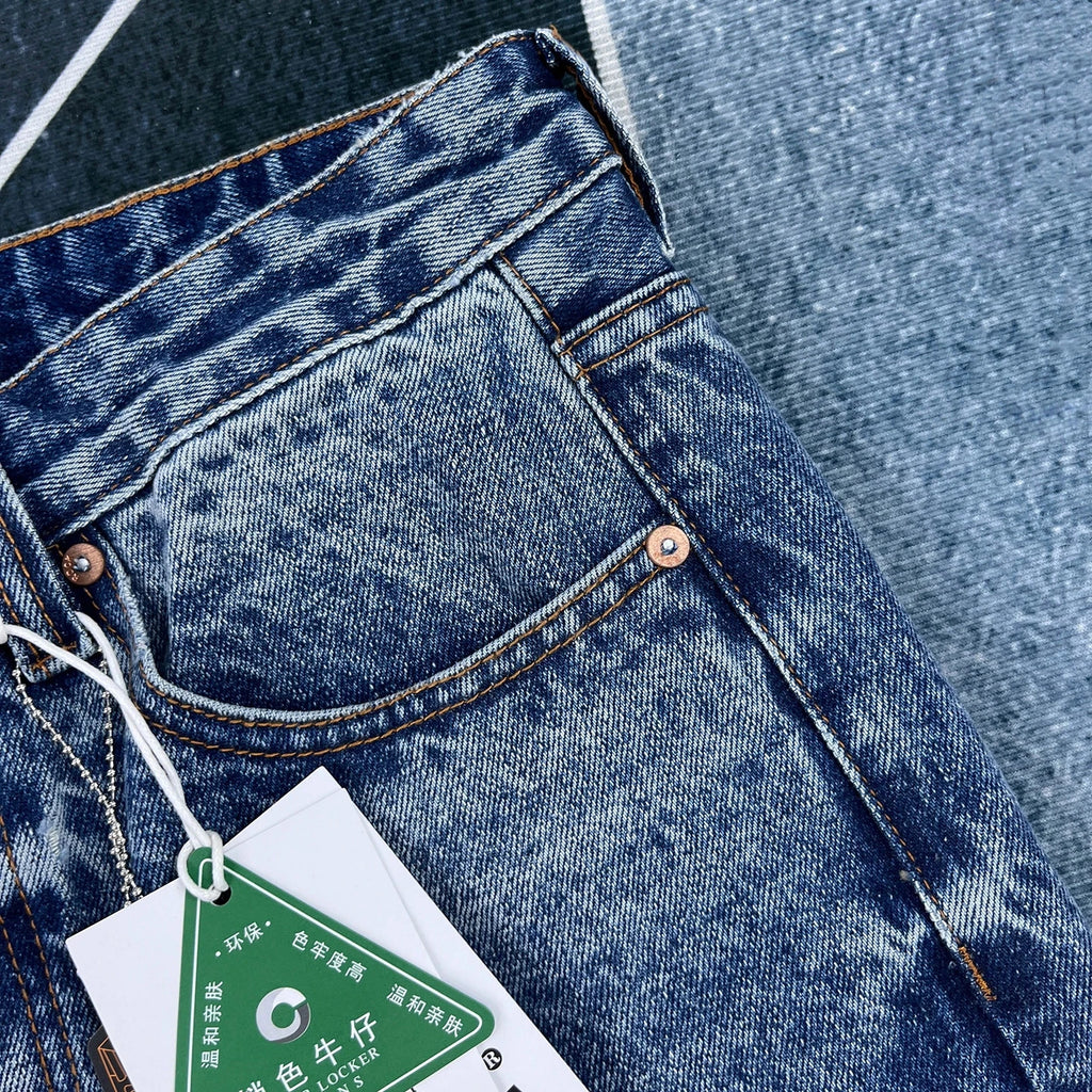 14oz Heavy loose straight jeans men's autumn American casual Japanese trousers
