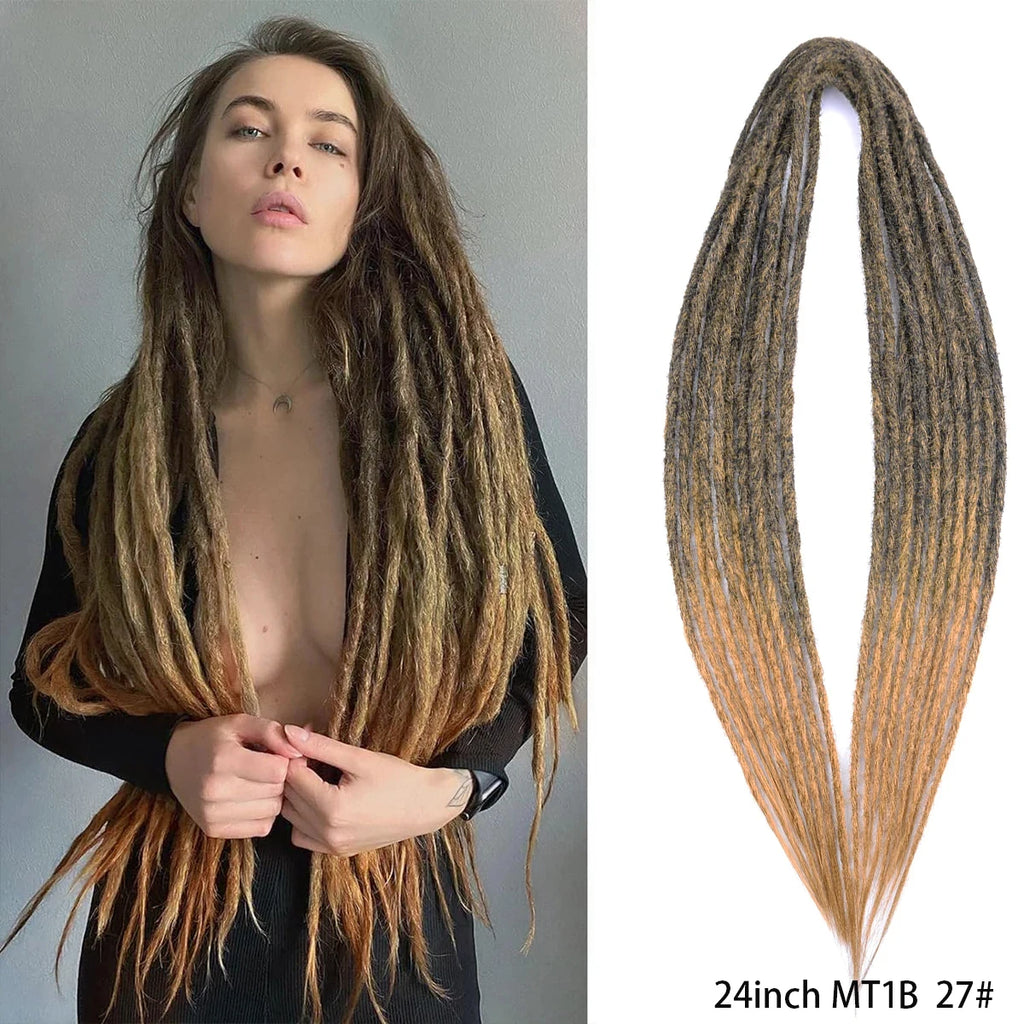 Dreadlock Extensions Handmade Crochet Hair Synthetic 24 36 Inches Dread Extension Crochet Braids For Women Dreadlocks Hair