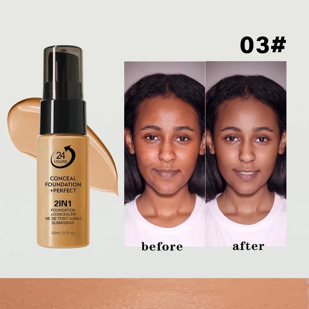 New Waterproof Liquid Foundation Matte Full Coverage Face Foundation Cream Natural Sweat Proof Foundation Concealer Cream
