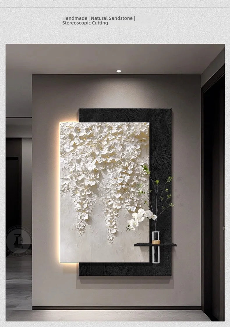 Led Light Hydroponic Green Plants Entrance Door Decoration High-end Feeling Corridor Hanging Flower Wall Lamp Painting