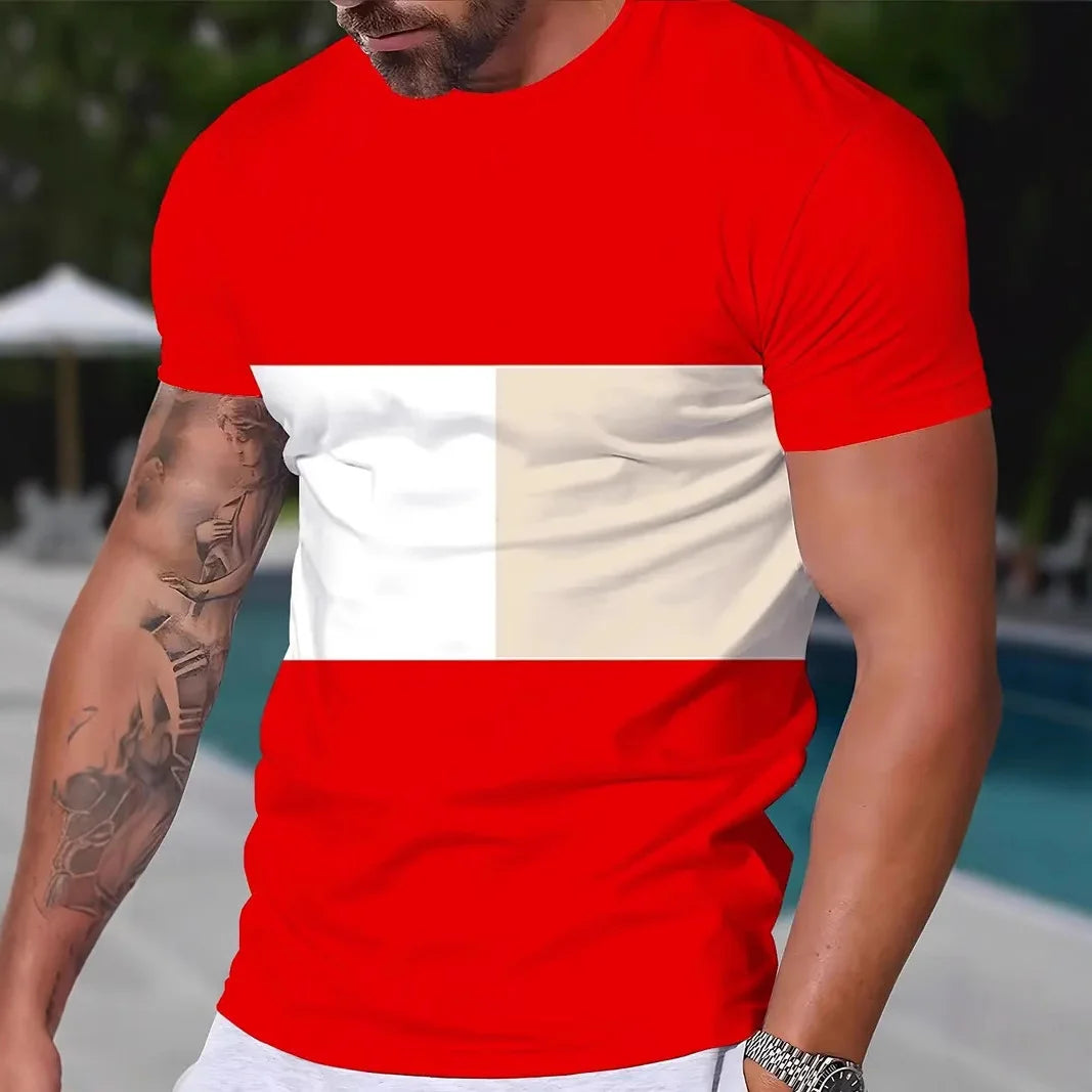 2026 Summer Men's Stripe 3D TShirt Casual BreathO-Neck Short Sleeve Tee for Outdoor Activities Summer Oversized Streetwear Tops