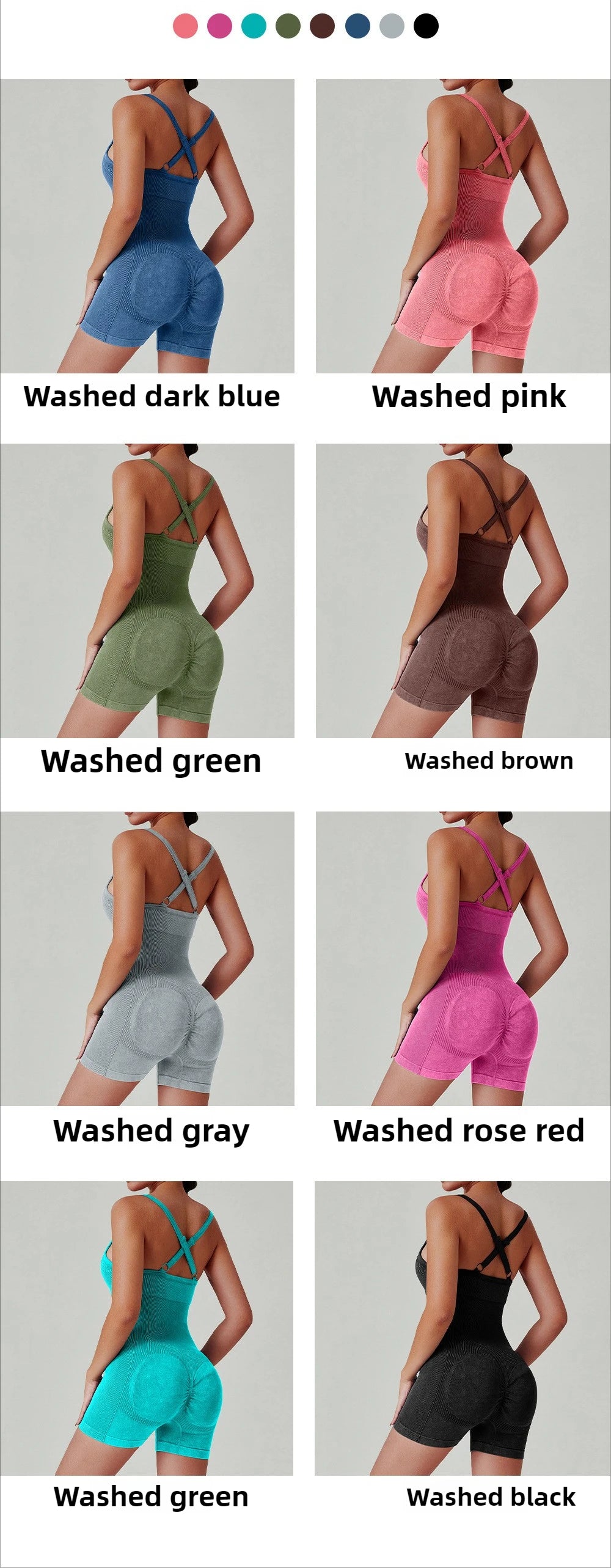 Seamless Shorts Gym Set Women Jumpsuit Yoga Set Water-washed 1pc Summer Workout Suit Bodysuit Fitness Push Up Short Sport Set