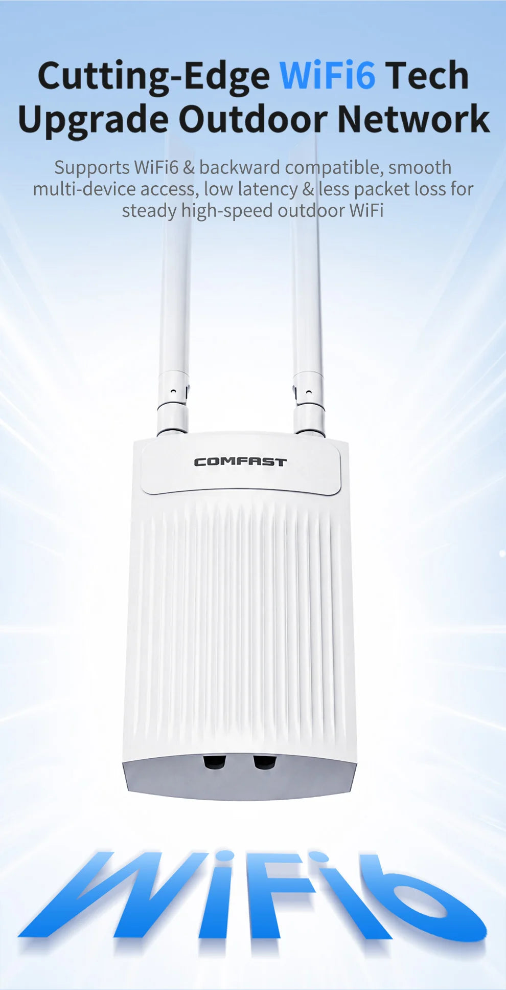 COMFAST 3000M Outdoor WiFi 6 Access Point Dual Band 2.4/ 5.8G High Power Outdoor AP IP66 Waterproof 48V PoE WiFi Base Station