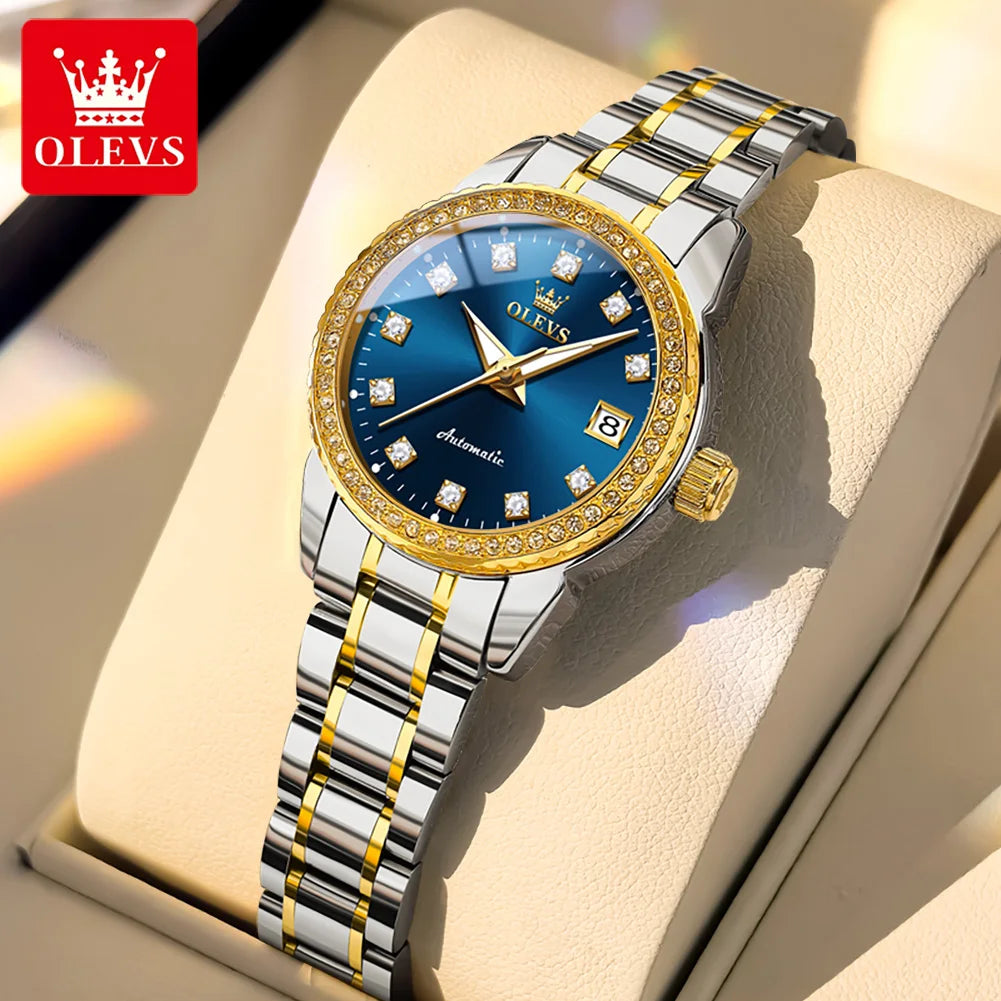 OLEVS Automatic Mechanical Watch for Ladies Auto Date Top Brand Business Luxury Women Watch NEW 7003
