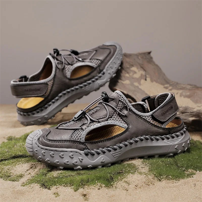 Summer Men Sandals Genuine Leather Mens Casual Shoes Outdoor Men Leather Sandals for Men Beach Shoes Roman mens Shoes