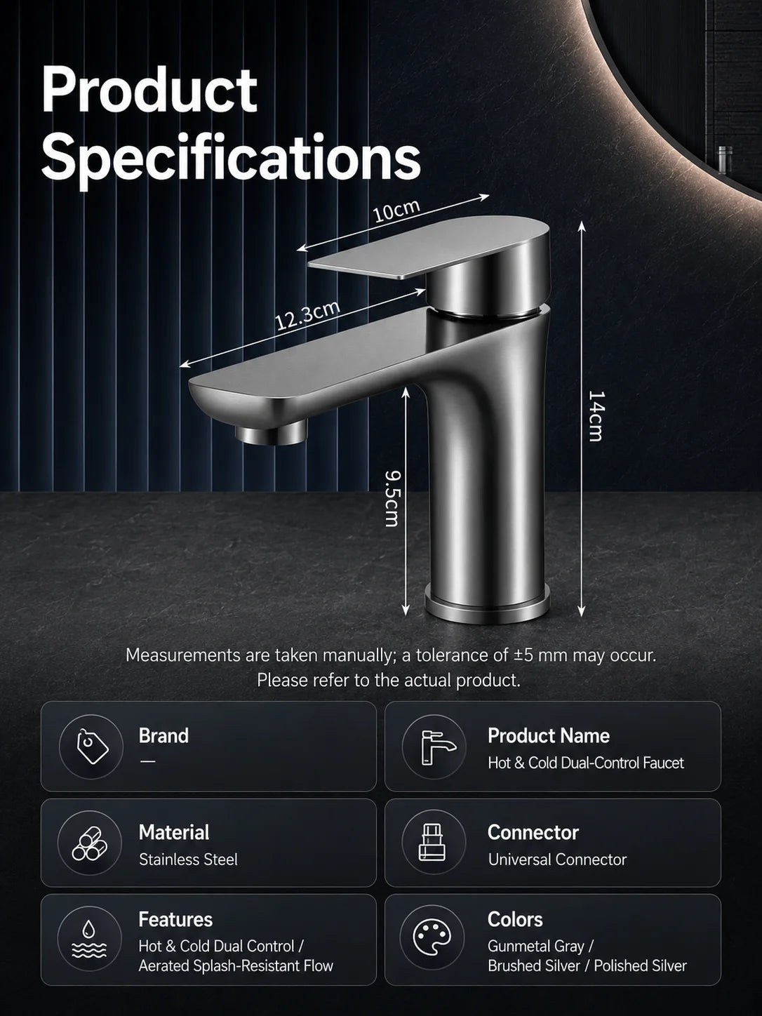 304 Stainless Steel Bathroom Sink Faucet Hot Cold Mixer Tap Single Handle Washbasin Water Faucet for Bathroom Vanity