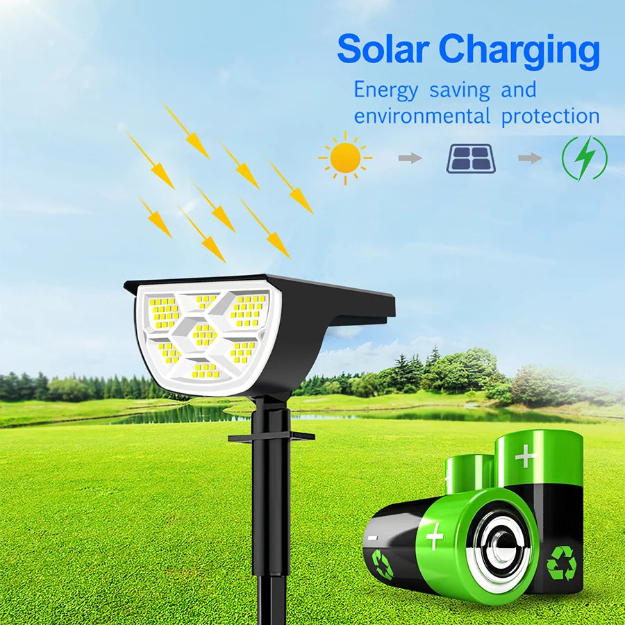 Outdoor 72/68 LED Solar Landscape Spotlights IP65 Waterproof Solar Light with 3 Modes Solar Garden Lighting for Outside Yard