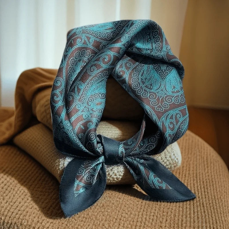 Luxury Brand Paisley Houndstooth Printed Square Scarf Soft Satin Thin Smooth Neck Scarf Sunscreen Headscarf For Women Head Wrap