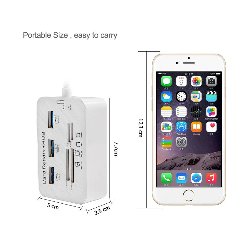 Quality USB 3.0 HUB Card Reader Combo Micro SD TF Memory Card Reader USB Disk PC Mouse Adapter Phone Tablet Charging Extend Dock