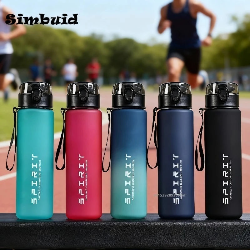 1pc Large Capacity Leakproof Sports Water Bottle with Time Marker for Gym Hiking Outdoor Portable Water Flask