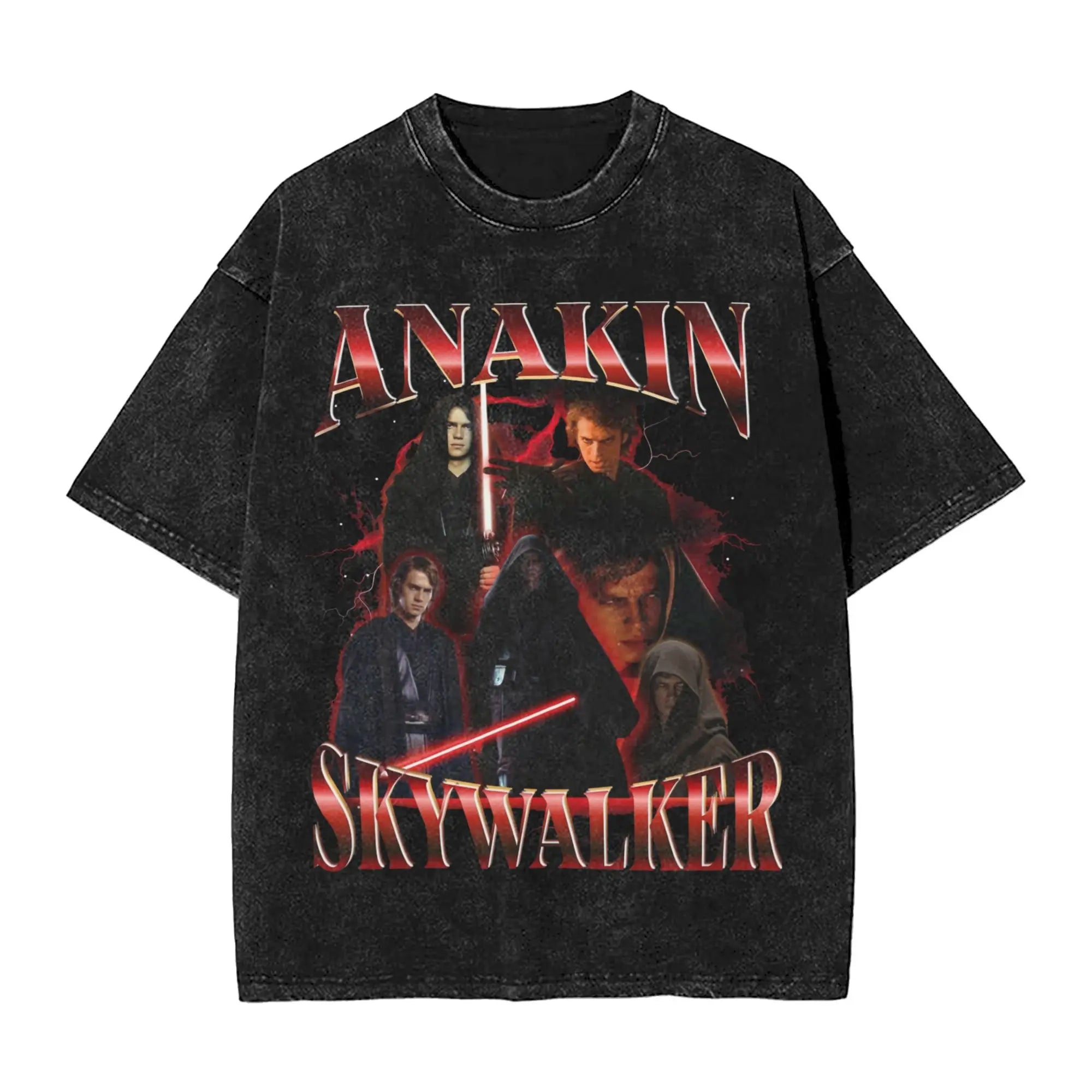 Washed T Shirt Anakin Skywalker Sith Retro Collage Hip Hop Vintage T-Shirts Harajuku Streetwear Graphic Tops Tees for Men Women