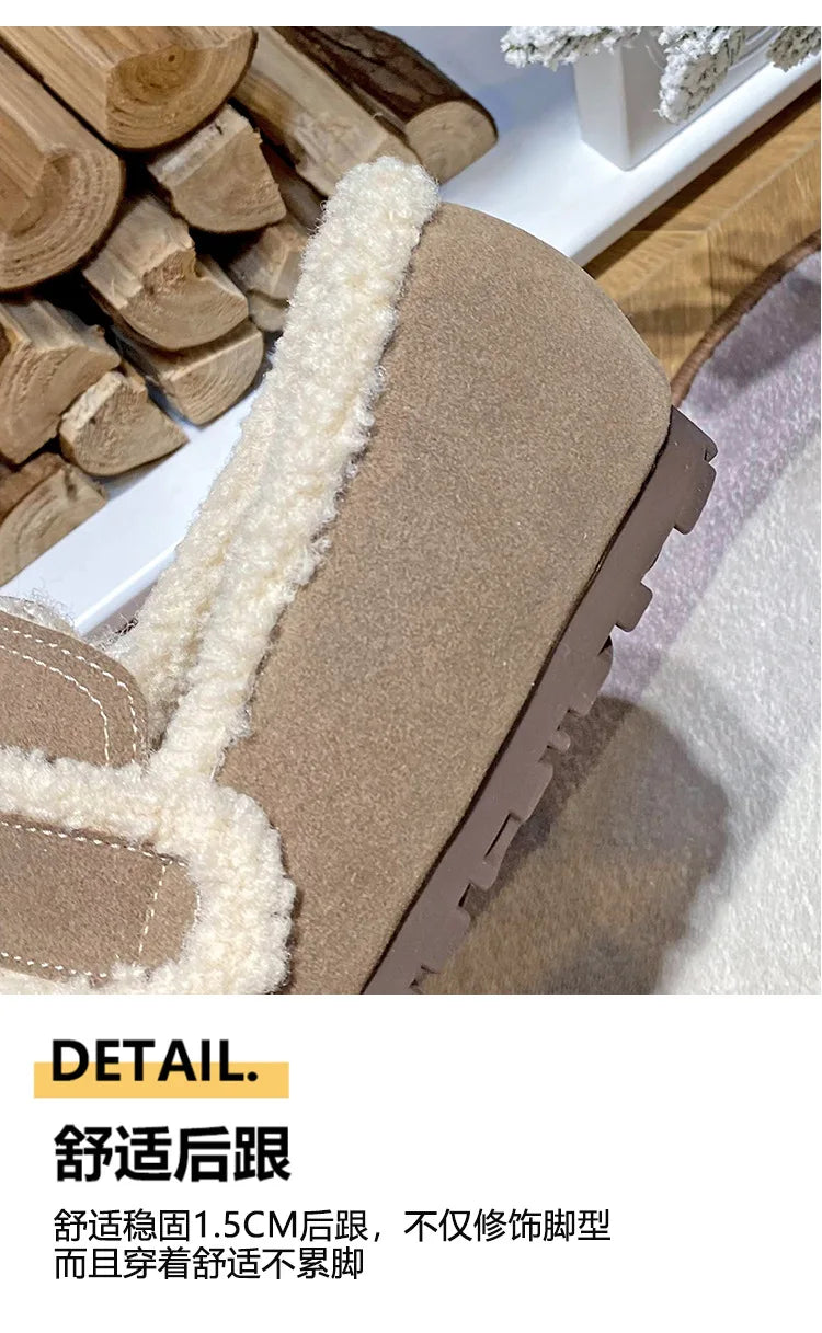 2026 Faux Suede Flats Women Lambswool Loafers Winter Warm Cotton Shoes Ladies Platform Fleeces Mocasines Female Sheep Fur Boots