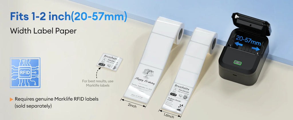 Marklife X2 Mini Portable Label Printer 2Inch Handheld Thermal Printer Mobile Bluetooth Wireless Adhesive Label Labeling Machine