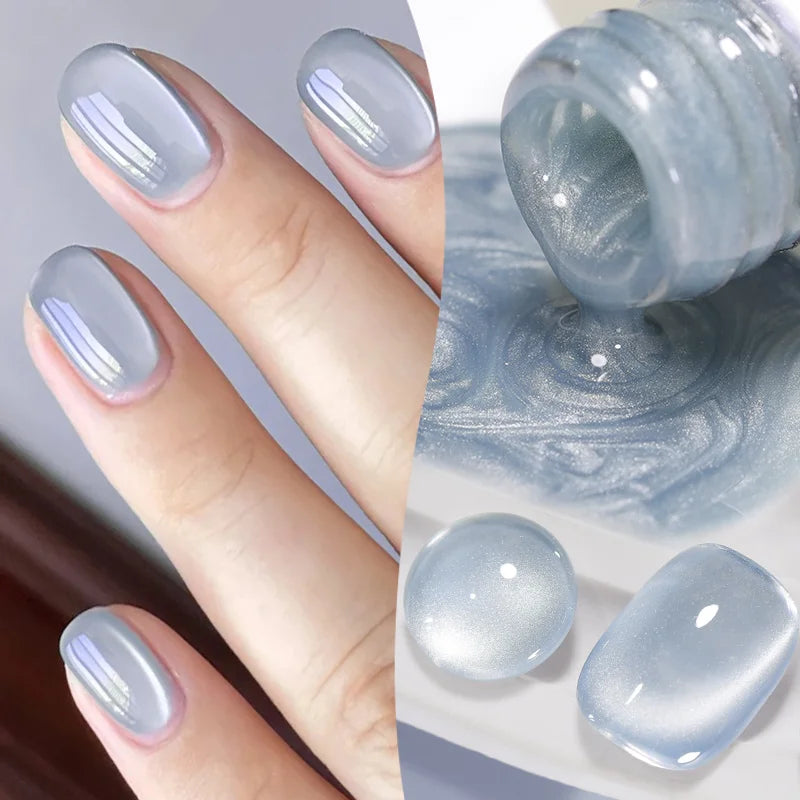 BORN PRETTY 10ml Grey Glass Bead Cat Magnetic Gel Nail Polish Black Nails Nail Art Manicure Semi Permanent Soak Off UV Gel