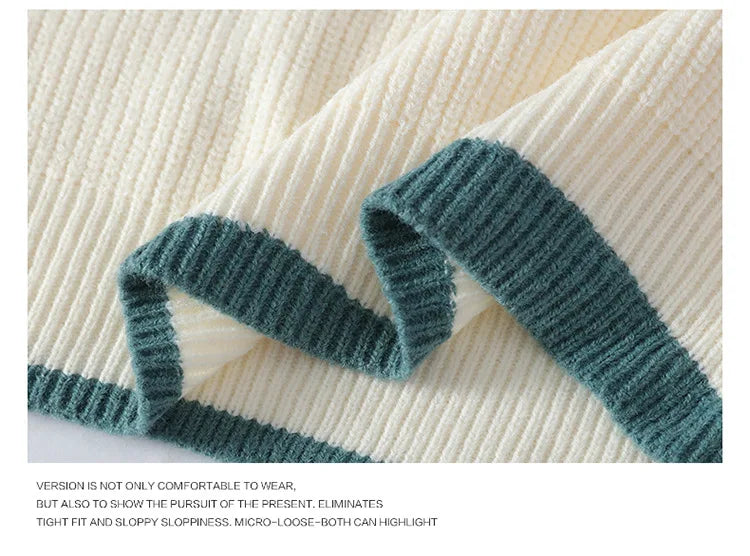 New Men's Mock Neck Knitted Sweaters Fashion Patchwork Knitting Pullovers Autumn Winter Daily Casual Warm Pullover Sweaters Male