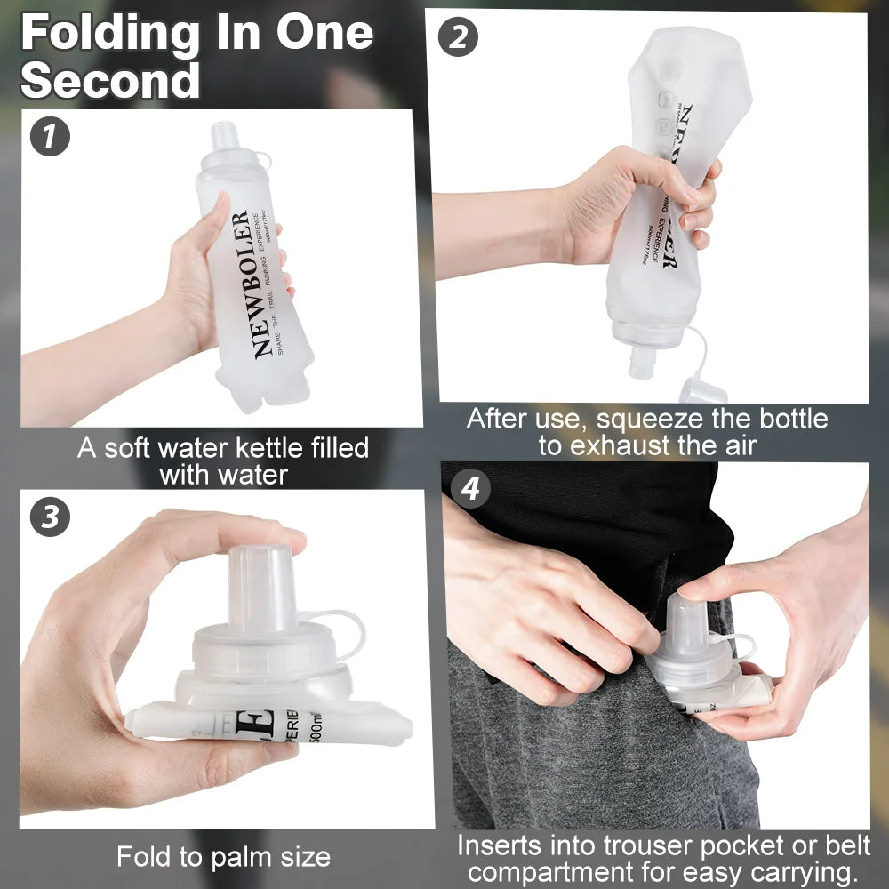 NEWBOLER Sports Water Bottles BPA-Free Collapsible Soft Flask Running Camping Hiking Hydro Flask Soft Water Bottle for Hydration