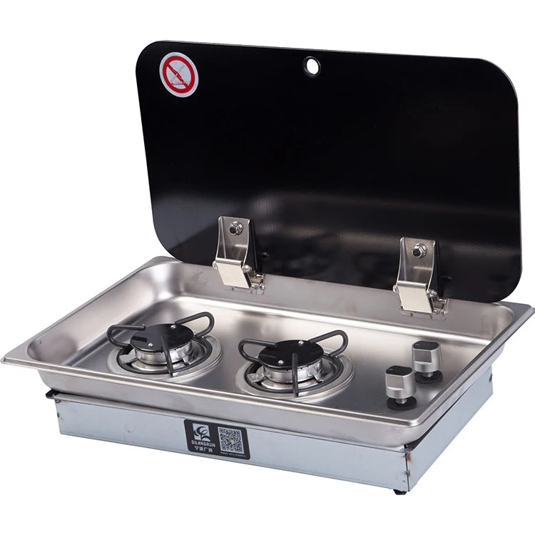 SY-600R/L Stainless Steel RV Gas Stove Tempered Glass Lid Motorhome Gas Stove Trailer Gas Stove